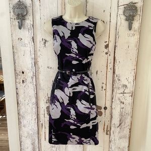 Michael Kors Size 6 Womans Gray Purple Black Pocketed Cotton Sheath Career Dress